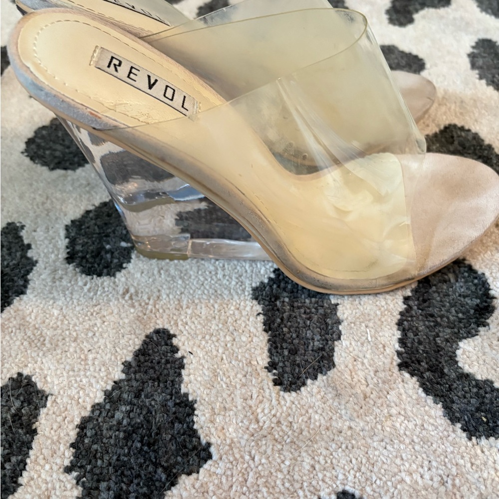 REVOLVE Clear and Cream Wedge Sandals